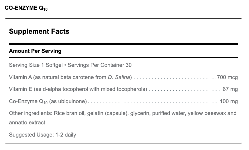 Co-Enzyme Q10 (30 Softgels)