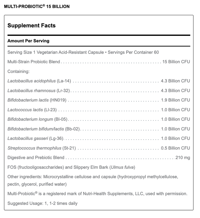 Multi-Probiotic 15 Billion (60 Capsules)