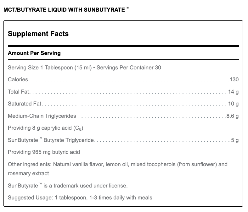 MCT/Butyrate Liquid with SunButyrate (460 ml)-Vitamins & Supplements-Douglas Laboratories-Pine Street Clinic
