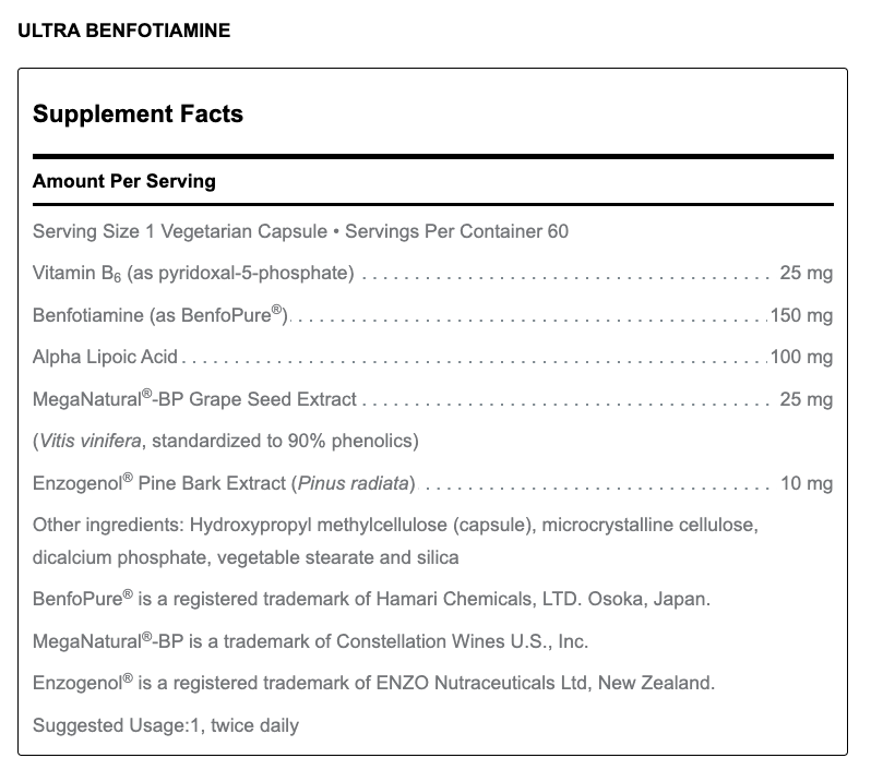 Ultra Benfotiamine (60 Capsules)