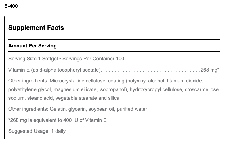 E-400 (100 Softgels)