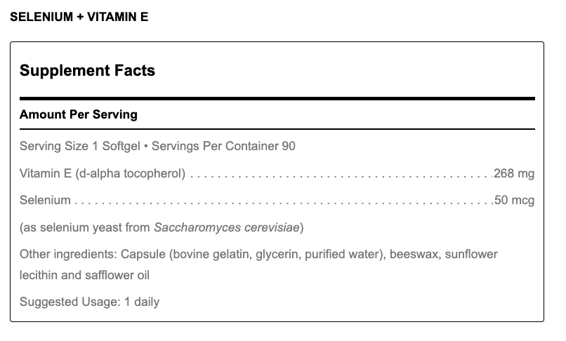 Selenium + Vitamin E (90 Softgels)