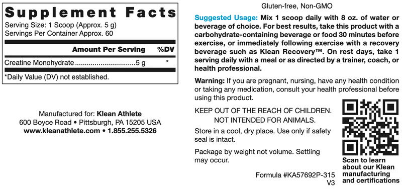 Klean Creatine (315 Grams)