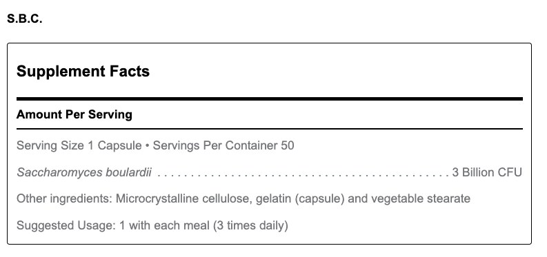 S.B.C (Saccharomyces Boulardii) (50 Capsules)
