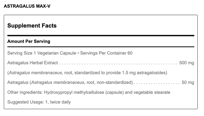 Astragalus Max-V (60 Capsules)