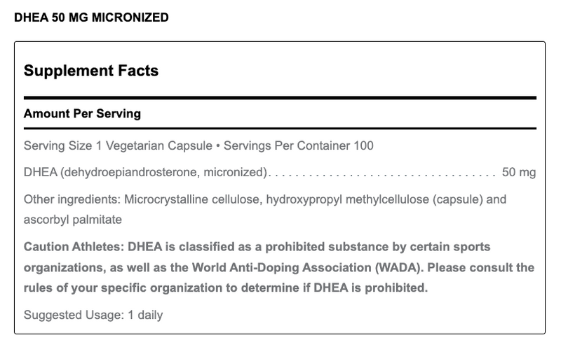 DHEA (50 mg) (Micronized) (100 Capsules)