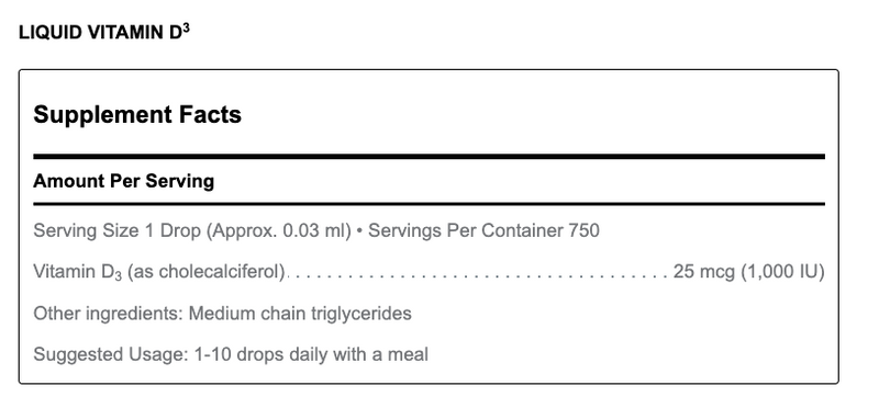 Liquid Vitamin D3 (22.5 ml)