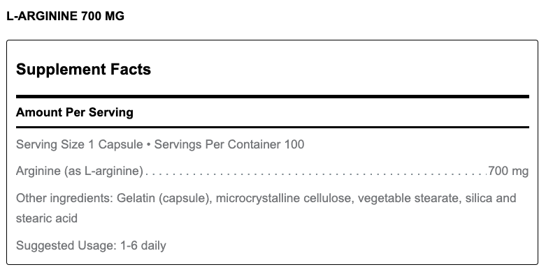 L-Arginine (100 Capsules)