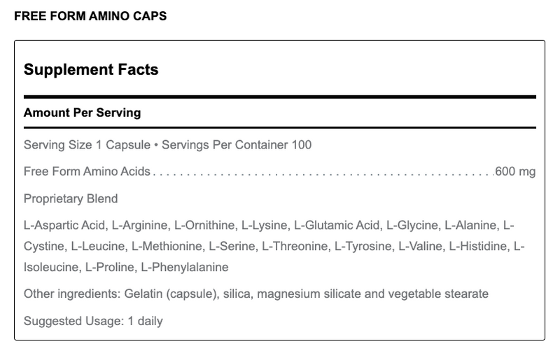 Free Form Amino Caps (100 Capsules)