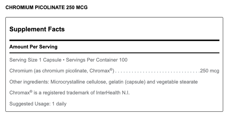 Chromium Picolinate (100 Capsules)