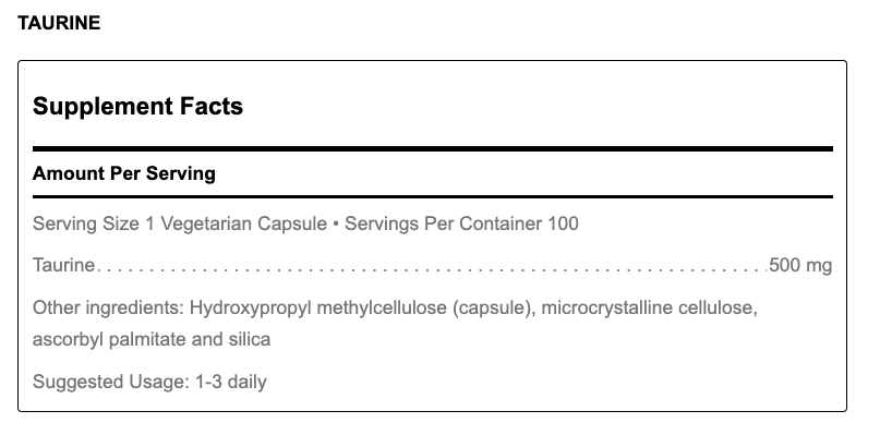 Taurine (100 Capsules)