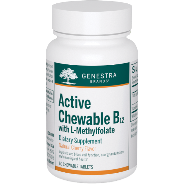 Active Chewable B12 with L-Methylfolate (60 Chewables)-Vitamins & Supplements-Genestra-Pine Street Clinic