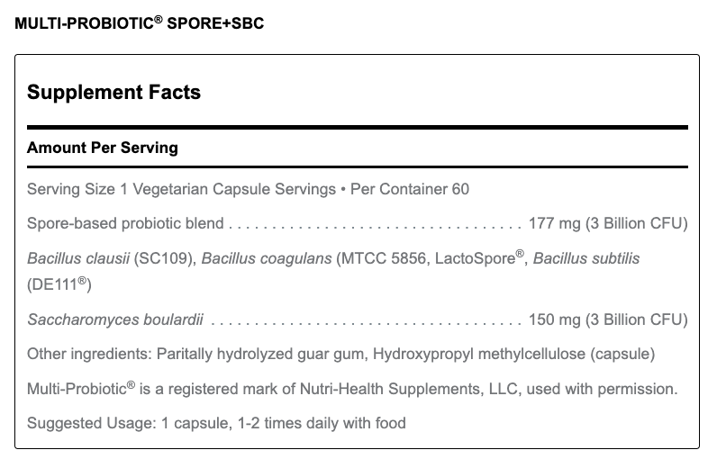 Multi-Probiotic Spore + SBC (60 Capsules)