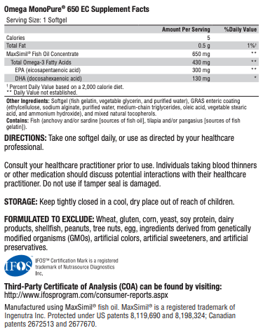 Omega MonoPure 650 EC-Xymogen-60 Softgels-Pine Street Clinic