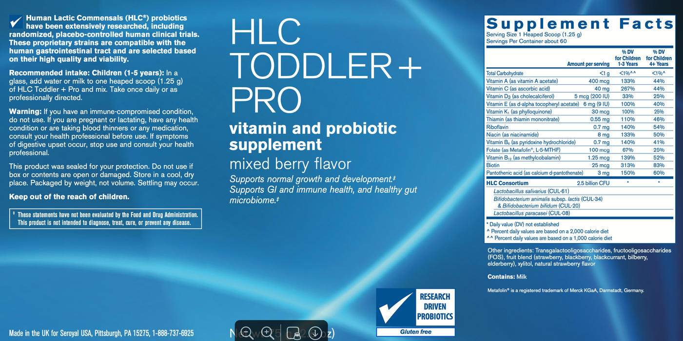 HLC Toddler+Pro (75 Grams)-Vitamins & Supplements-Pharmax-Pine Street Clinic