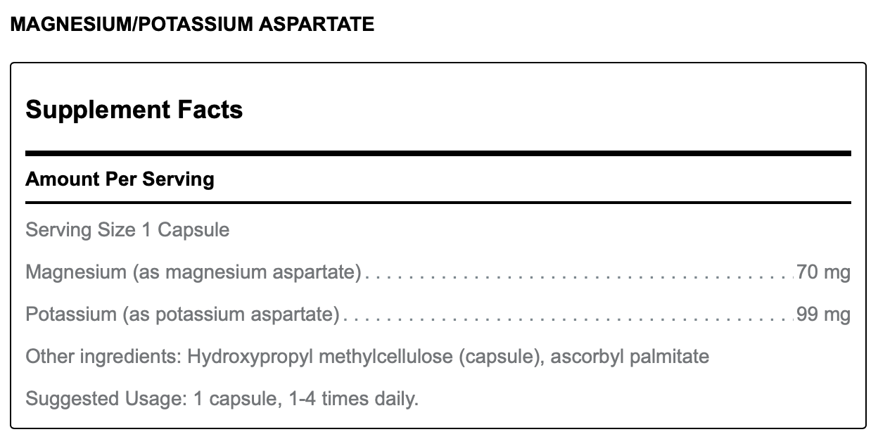 Magnesium/Potassium Aspartate