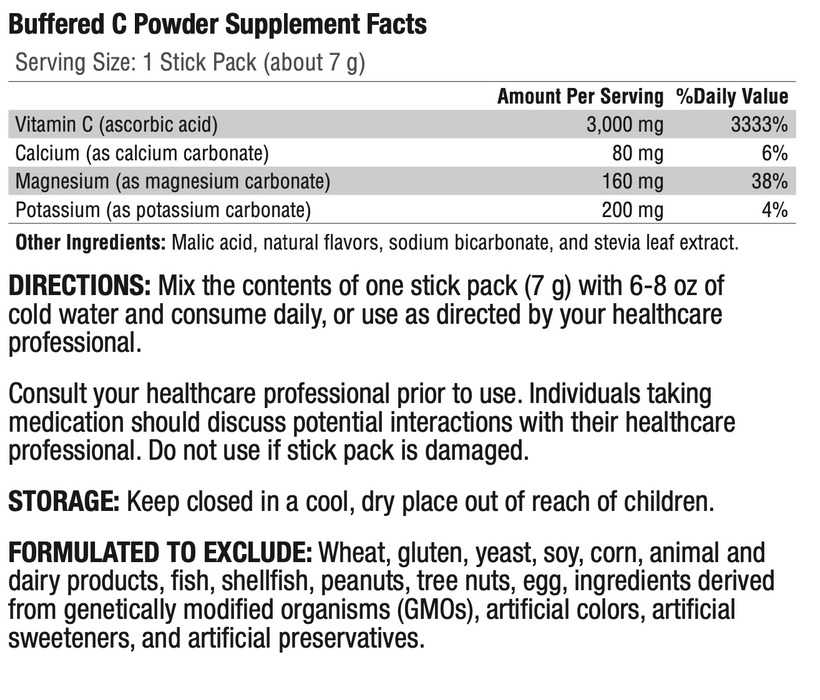 Buffered C Powder Fruit Punch (20 Servings)-Vitamins & Supplements-Xymogen-Pine Street Clinic