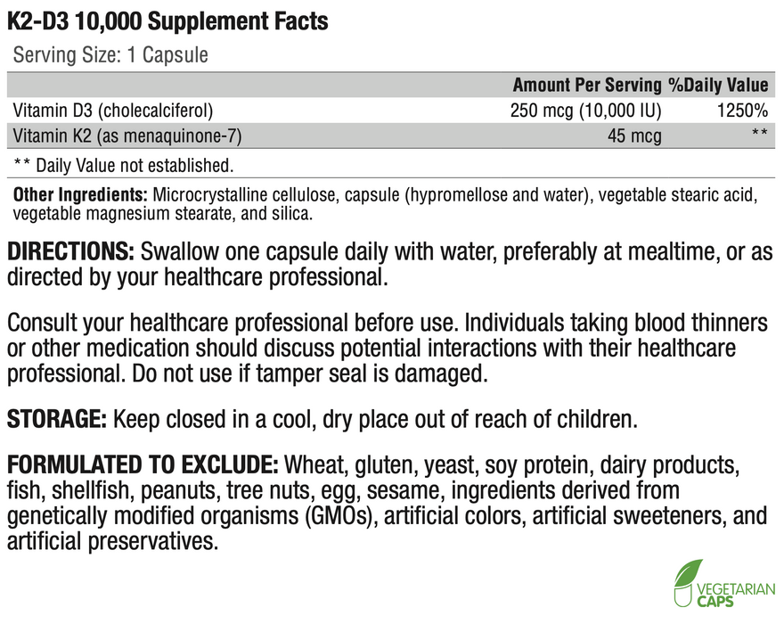 K2-D3 10,000-Vitamins & Supplements-Xymogen-120 Capsules-Pine Street Clinic