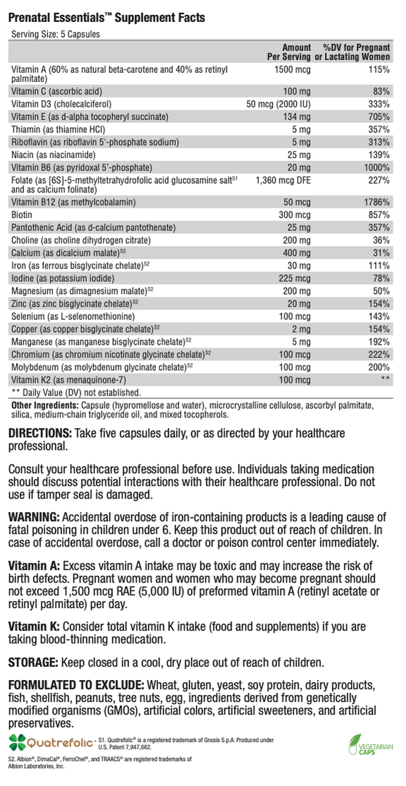 Xymogen Prenatal Essentials 150 Capsules — Pine Street Clinic