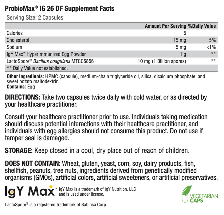 ProbioMax IG 26 DF (120 Capsules)-Vitamins & Supplements-Xymogen-Pine Street Clinic