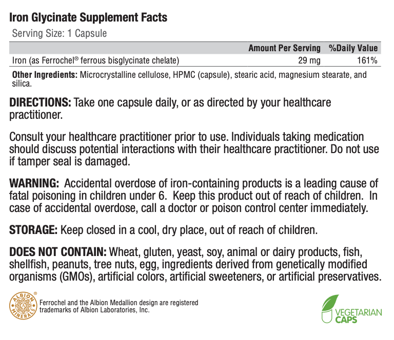 Iron Glycinate (120 Capsules)-Vitamins & Supplements-Xymogen-Pine Street Clinic