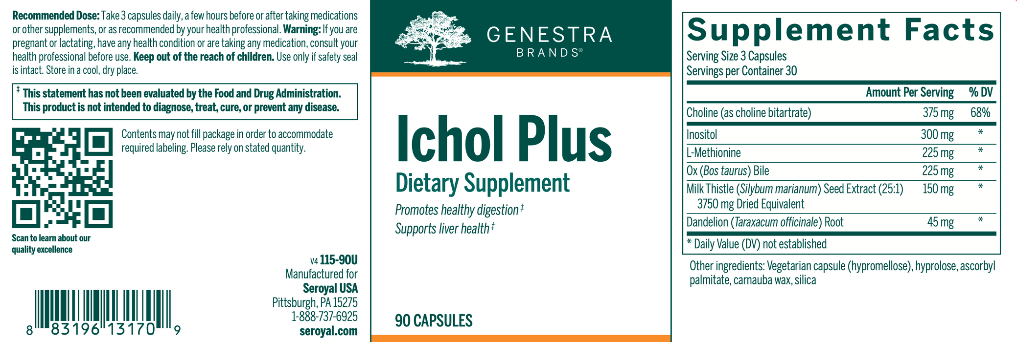 Ichol Plus (90 Capsules)-Vitamins & Supplements-Genestra-Pine Street Clinic