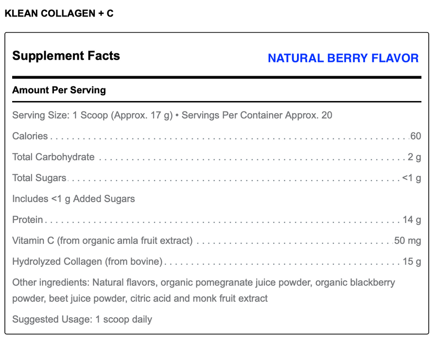 Klean Collagen+C (20 Servings)-Vitamins & Supplements-Klean Athlete-Unflavored-Pine Street Clinic