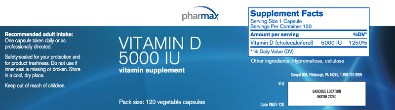 Vitamin D 5000 IU (120 Capsules)