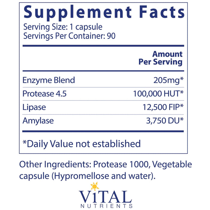 Vegan Pancreatic Enzymes (90 Capsules)-Vitamins & Supplements-Vital Nutrients-Pine Street Clinic