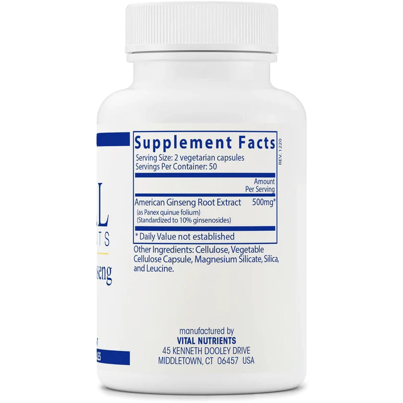 American Ginseng Extract 250mg (100 Capsules)