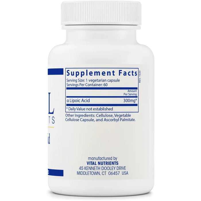 Lipoic Acid 300 mg (60 Capsules)-Vitamins & Supplements-Vital Nutrients-Pine Street Clinic