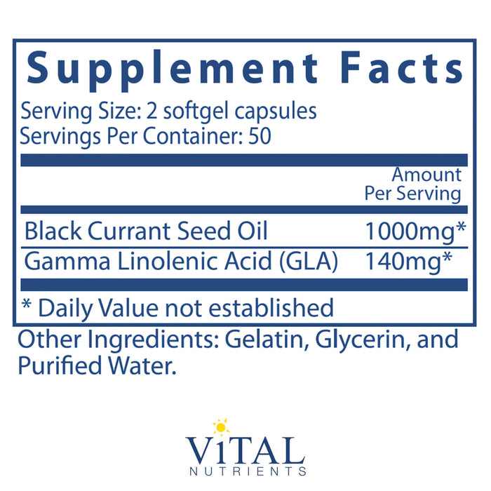 Black Currant Seed Oil (100 Capsules)-Vitamins & Supplements-Vital Nutrients-Pine Street Clinic