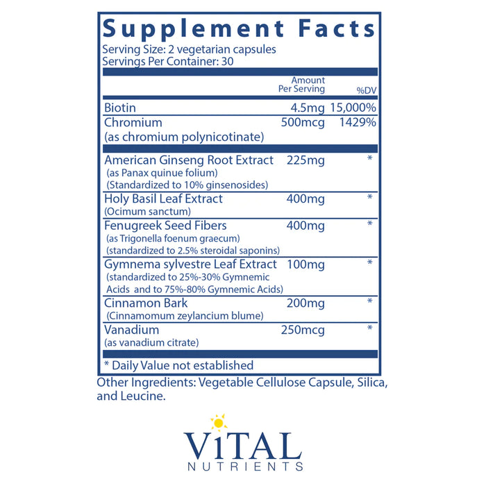 Blood Sugar Support-Vitamins & Supplements-Vital Nutrients-120 Capsules-Pine Street Clinic