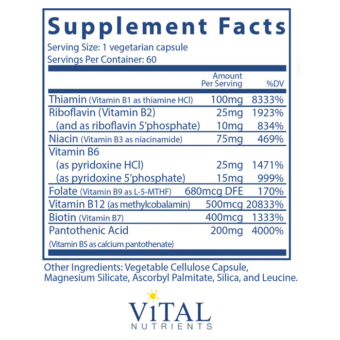 B-Complex-Vitamins & Supplements-Vital Nutrients-120 Capsules-Pine Street Clinic