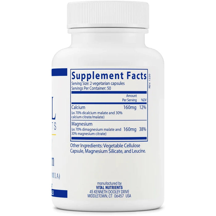 Calcium/Magnesium (Citrate/Mal) (100 Capsules)-Vitamins & Supplements-Vital Nutrients-Pine Street Clinic