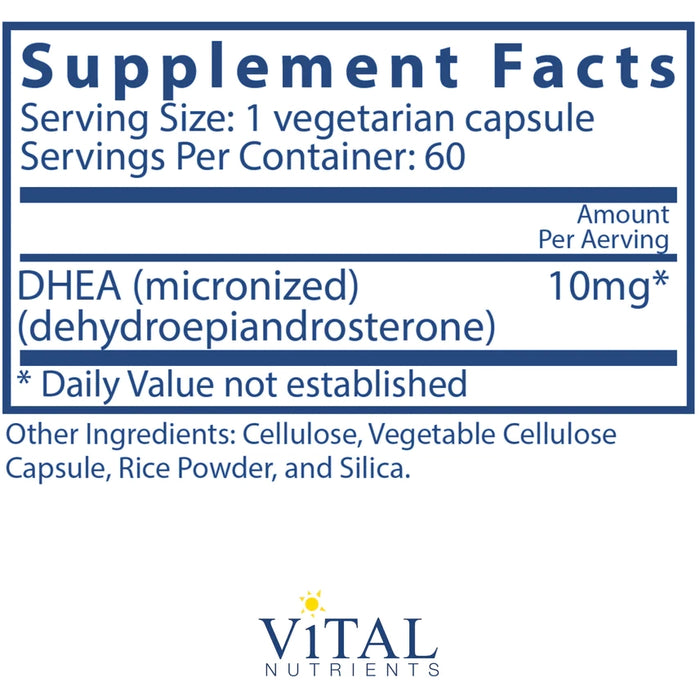 DHEA (60 Capsules)-Vitamins & Supplements-Vital Nutrients-25 mg-Pine Street Clinic