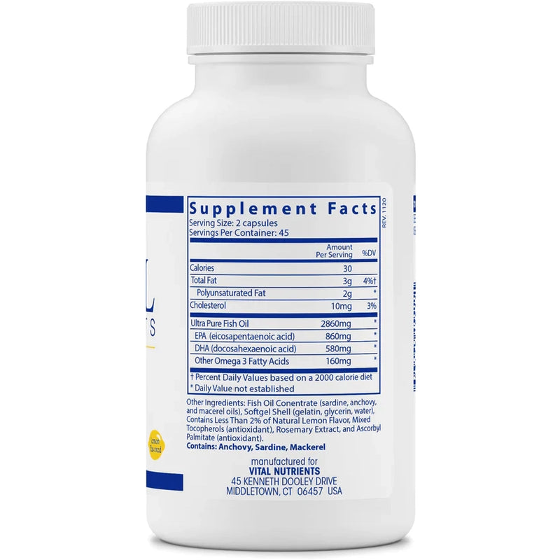 Ultra Pure Fish Oil 800 Lemon (90 Softgels)