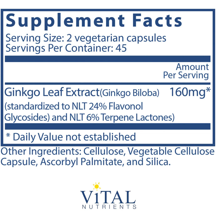 Ginkgo 50:1 Extract 80 mg (90 Capsules)-Vitamins & Supplements-Vital Nutrients-Pine Street Clinic