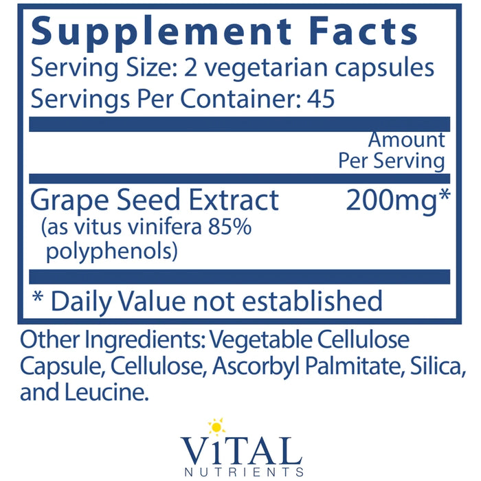 Grape Seed Extract 100 mg (90 Capsules)-Vitamins & Supplements-Vital Nutrients-Pine Street Clinic