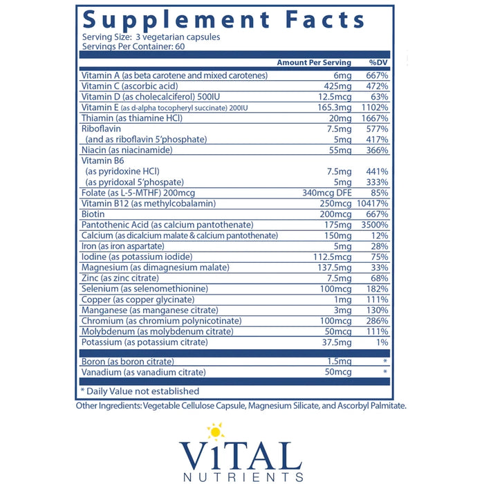 Multi-Nutrients 4 Cit/Mal (180 Capsules)-Vitamins & Supplements-Vital Nutrients-Pine Street Clinic