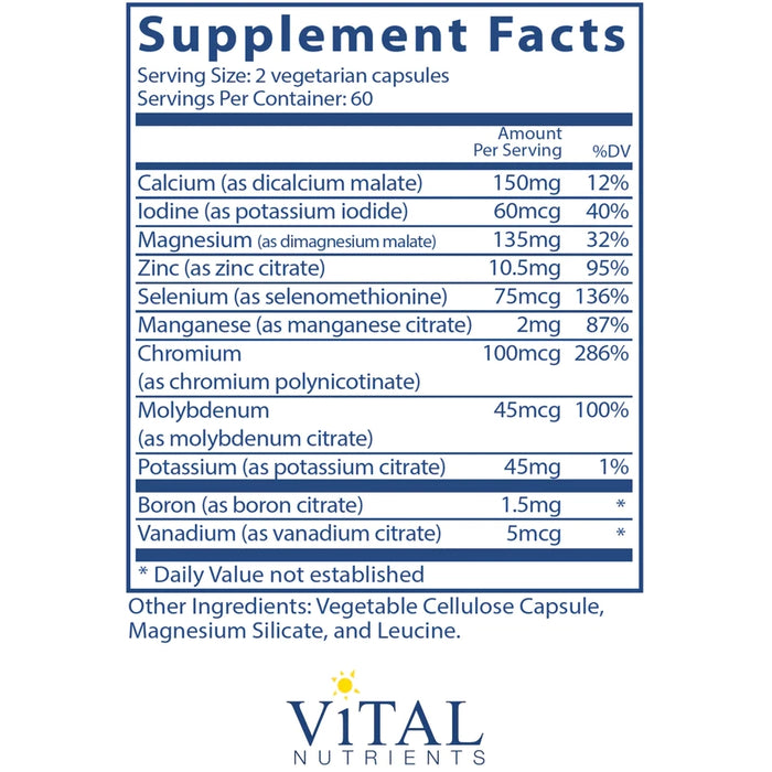 Multi-Minerals Citrate/Malate (No Copper or Iron) (120 Capsules)-Vitamins & Supplements-Vital Nutrients-Pine Street Clinic