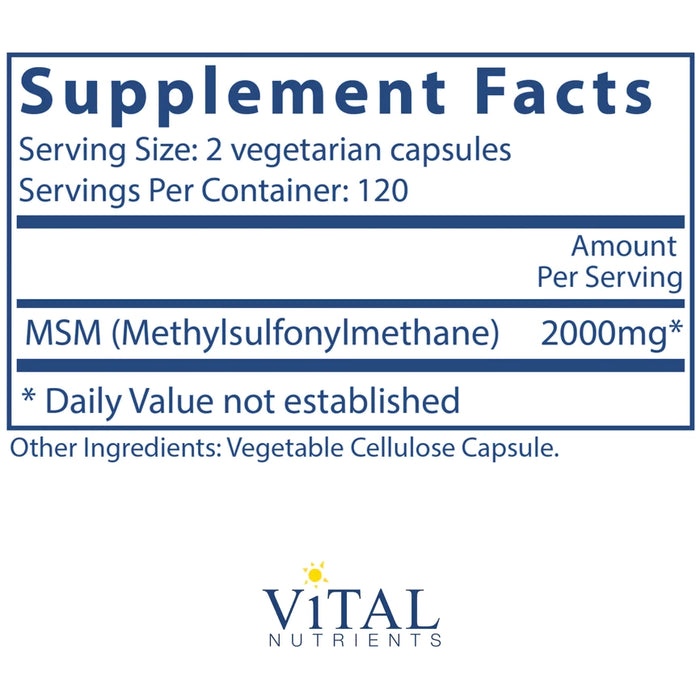 Vital Nutrients - MSM 1000 mg - 240 Capsules — Pine Street Clinic