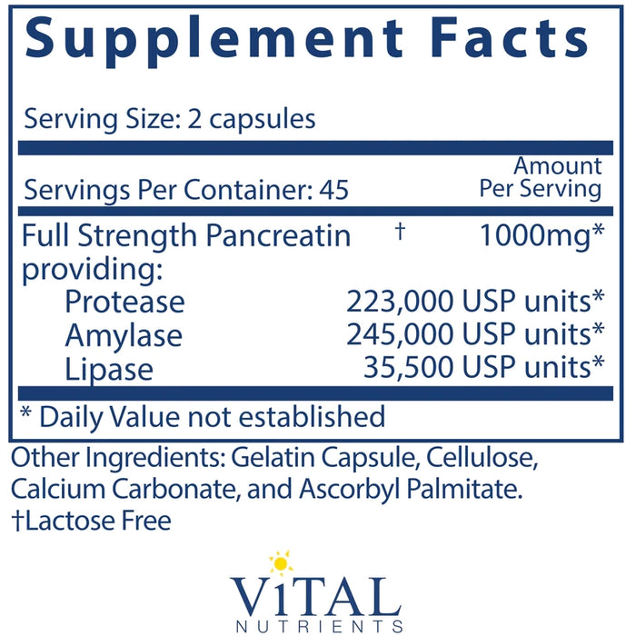 Vital Nutrients - Pancreatic Enzymes (1000 mg) — Pine Street Clinic
