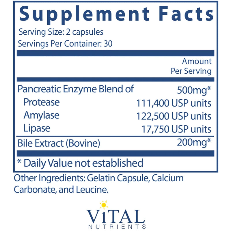 Pancreatin & Ox Bile Extract (60 Capsules)