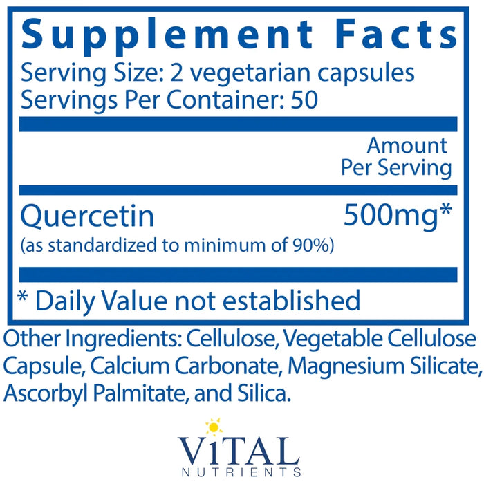 Quercetin 250 mg (100 Capsules)-Vitamins & Supplements-Vital Nutrients-Pine Street Clinic