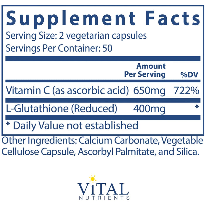 Glutathione 400 mg (100 Capsules)-Vitamins & Supplements-Vital Nutrients-Pine Street Clinic