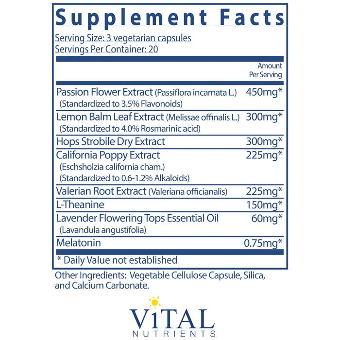 Sleep Aide (60 Capsules)-Vitamins & Supplements-Vital Nutrients-Pine Street Clinic