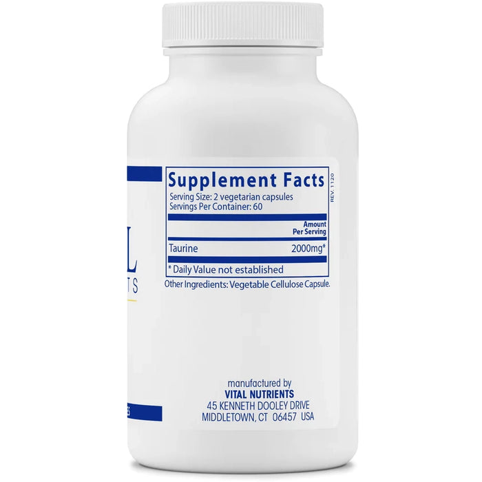 Taurine 1000 mg (120 Capsules)-Vitamins & Supplements-Vital Nutrients-Pine Street Clinic