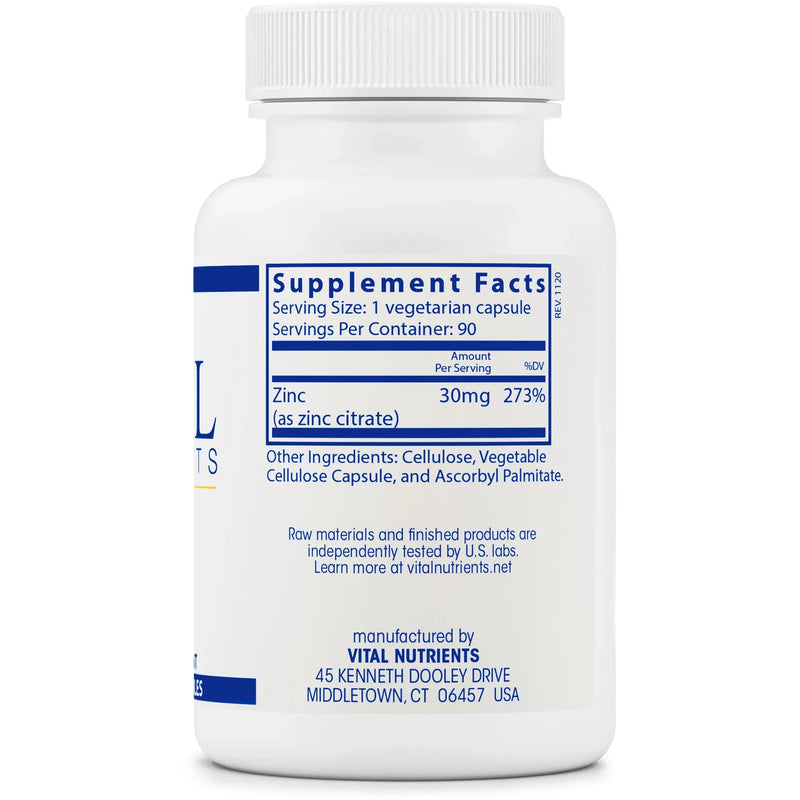 Zinc (citrate) (30 mg) (90 Capsules)