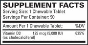 Vitamin D3 (5,000 IU) (Chewable Mixed Berry Flavor) (90 Chew Tablets)